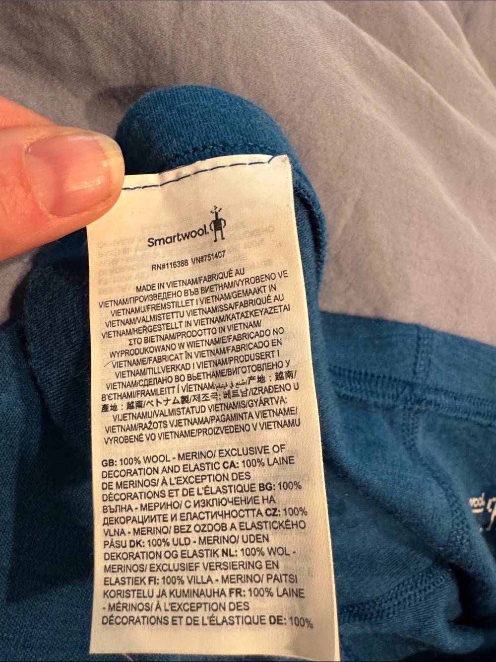 Smartwool base layer pants 100% merino wool blue XL
